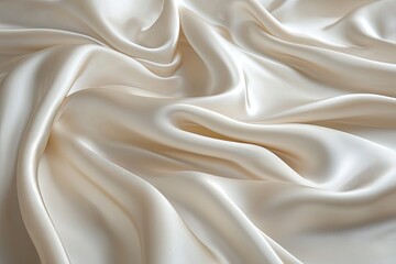 Obraz premium Close-up view of flowing cream-colored silk fabric.