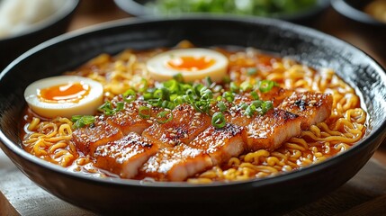 Spicy ramen with pork and egg