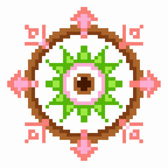 Fototapeta premium colorful geometric mandala pixel art with floral patterns and symmetrical design