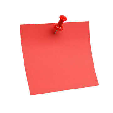 Red Sticky Note with red Pushpin Isolated on Transparent Background. Red sticky post it note with red pushpin isolated on white or transparent background. PNG