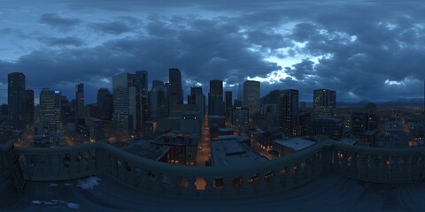 Dramatic skyline view of denver at dusk urban cityscape panorama