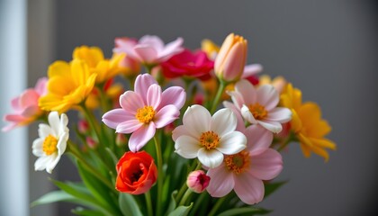 Fototapeta premium a vibrant bouquet of flowers in full bloom