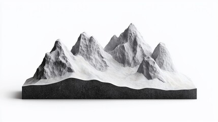 Stylized Snow Covered Mountain Range on Black Base