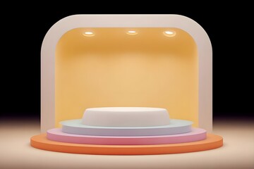 Modern minimalist display stage with soft lighting