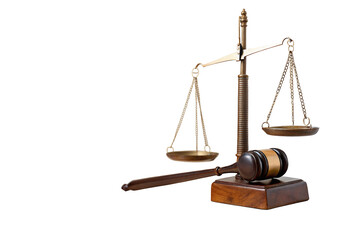 An image displaying a scale of justice and a gavel on a wooden block against a black background