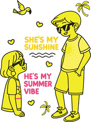 man and woman with flowers  for summer 