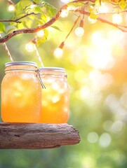 Summer Garden Party Setup with Iced Drinks in Mason Jars