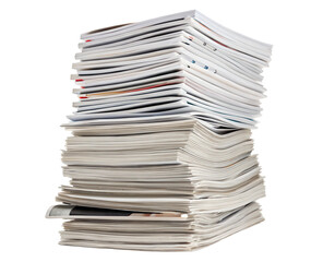 A stack of magazines or newspapers piled high on top of each other against a black background space filling