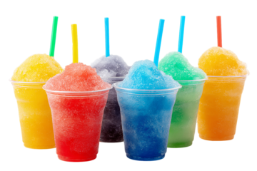 Colorful Snow Cones in Plastic Cups, PNG