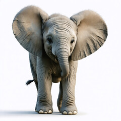 Fototapeta premium Cute Baby Elephant Standing with Ears Out – Realistic Animal Illustration