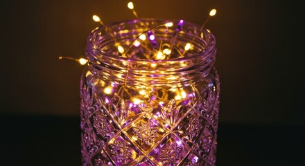 Etched jar with fairy lights