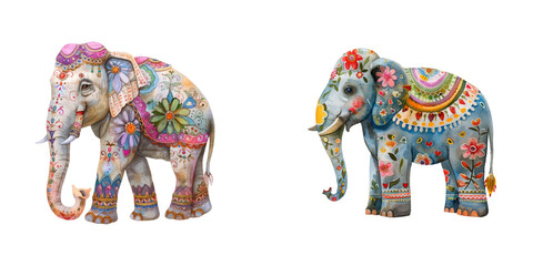 indian elephant holi decorated watercolor vector illustration