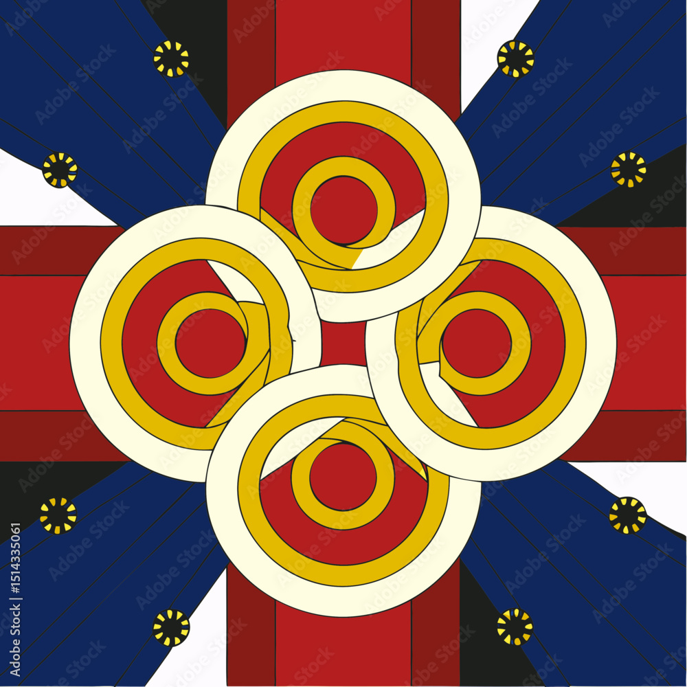 Poster abstract design featuring circles on a cross background