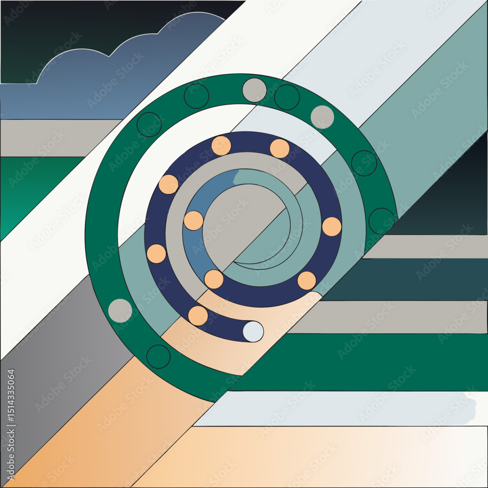 Poster abstract spiral design with circles and diagonal lines