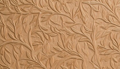 ナチュラルな木彫風リーフパターン背景テクスチャ