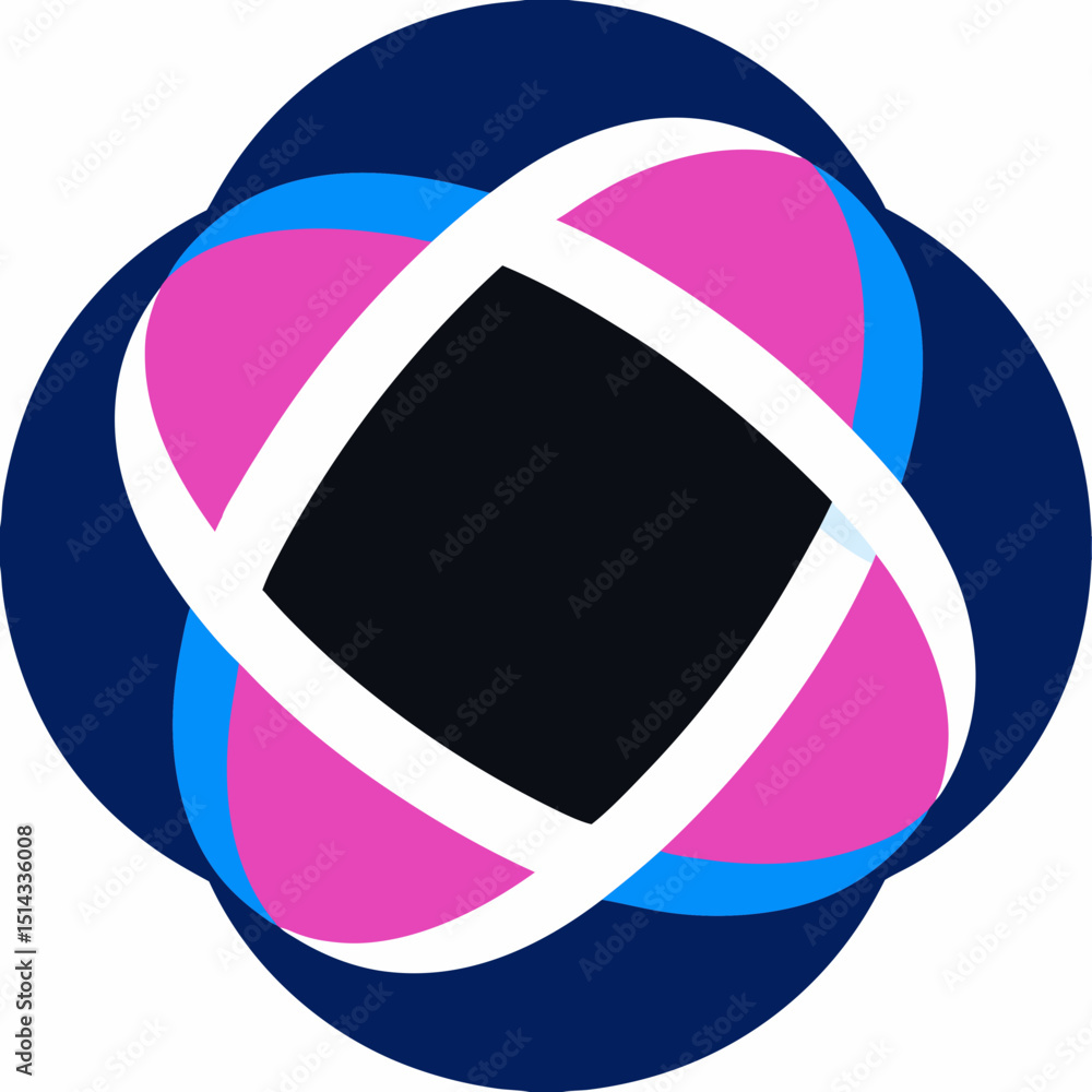 Poster abstract design with overlapping circles and square center