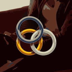 Abstract rings with brown background in digital artwork