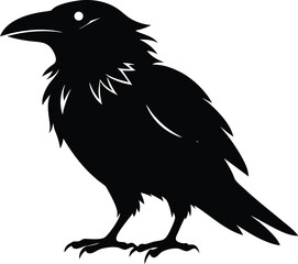 Raven Silhouette Vector, Raven Mysterious Bird