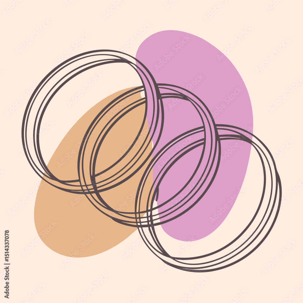 Poster abstract circles overlapping with colored background shapes