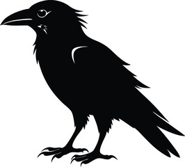 Raven Silhouette Vector, Raven Mysterious Bird