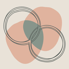Abstract circles overlapping with pastel color shapes art