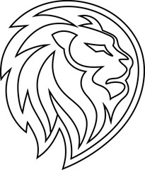 outline lion head logo icon in bold lines, isolated on white background