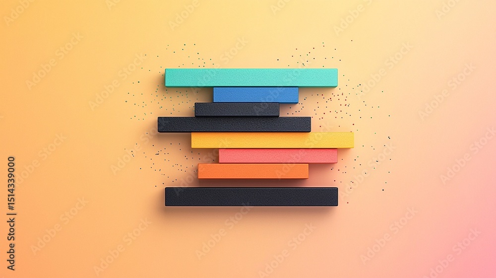 Poster abstract colorful 3d stacked bar chart on textured background