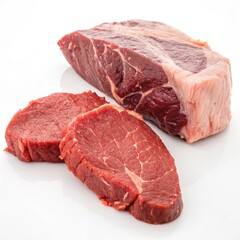 Meat pulp, piece of fresh meat, beef, raw meat on a white background, isolated