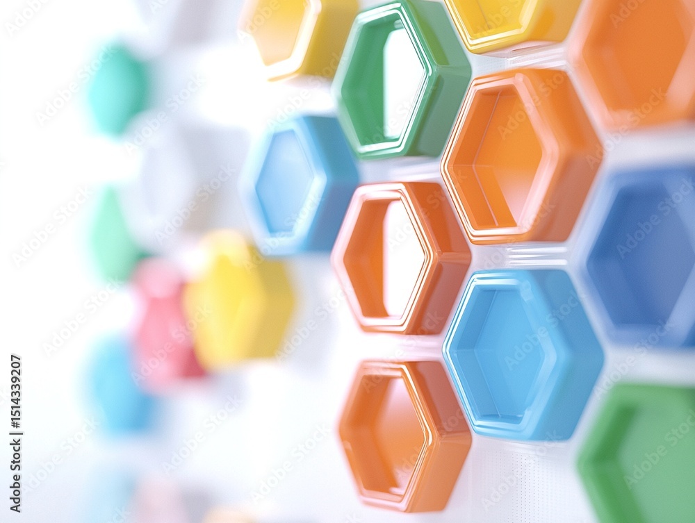 Poster colorful hexagon pattern for modular infographic grid