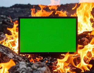 Burning green screen monitor