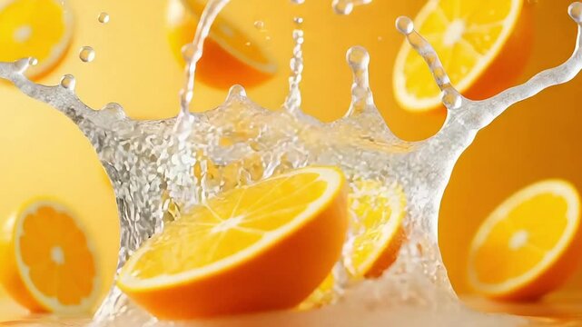 Orange Juice Splash in Mid-Air