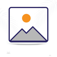 Mountain and Sun Landscape Icon