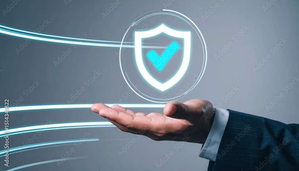 Aufkleber modern digital security concept with shield icon and futuristic hologram projection emphasizing prot