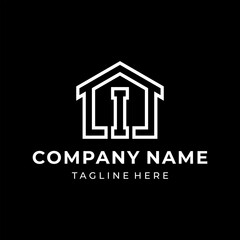 The logo design combines the letter i and a house, using white color.