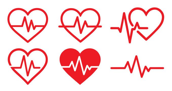 Ecg heart beat line. heart beat sinus rhythm line. Healthcare medical hospital logo. Vector illustration icon. Isolated on white background	
