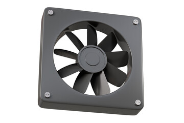 3d Computer fan icon isolated on white transparent background. Technology Cooling System Computer Hardware concept. air flow system inside computer. Minimal cartoon modern air fan cooling. 3d render.
