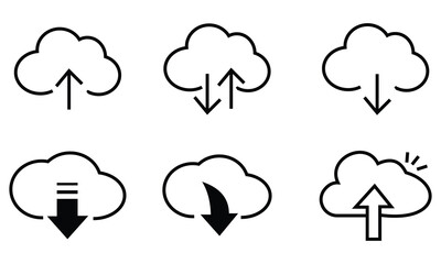 Cloud download and upload icon vector, arrow. Cloud icons for upload and download vector, symbol. Vector illustration