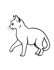 Obraz premium Elegant White Cat Illustration, Simple Line Art, Domestic Pet