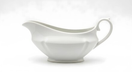 White Gravy Boat on White Background