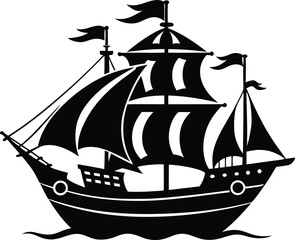 Ship Vector Art, Pirate Ship Icon