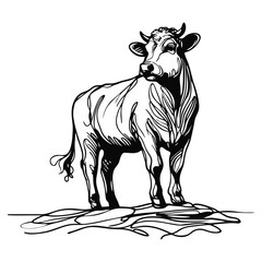 Abstract Cow on Rock Icon – Nature Livestock Logo Design