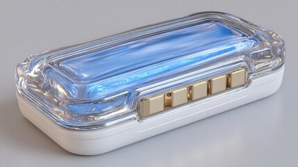 Futuristic Transparent Case with Gold Accents