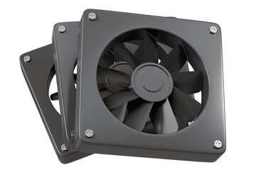3d Computer fan icon isolated on white transparent background. Technology Cooling System Computer Hardware concept. air flow system inside computer. Minimal cartoon modern air fan cooling. 3d render.