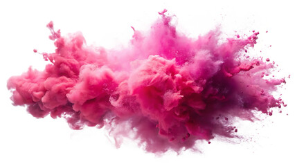 Fototapeta premium pink smoke paint explosion powder splash isolated on white background PNG,AI GENERATED