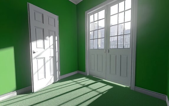 Empty room with sunlit walls