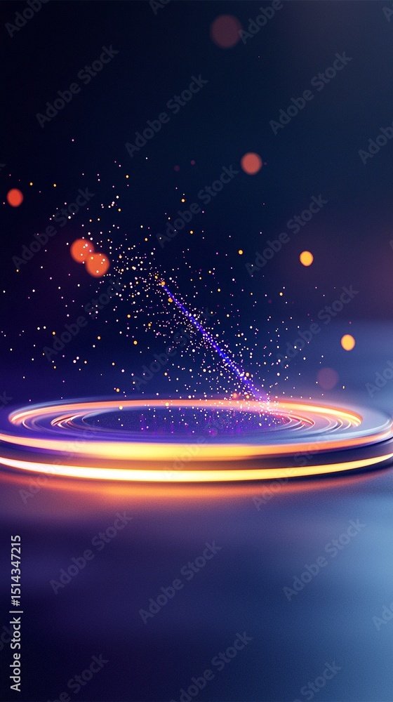 Poster abstract data visualization with orbiting central point