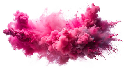 pink smoke paint explosion powder splash isolated on white background PNG,AI GENERATED