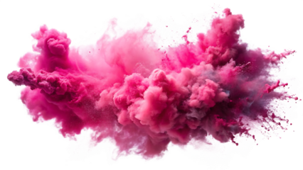 pink smoke paint explosion powder splash isolated on white background PNG,AI GENERATED