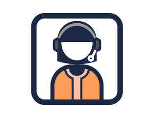 電話対応コールセンタースタッフのシンプルな四角いカラーイラストアイコン