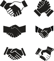 handshake outline illustration in black and white